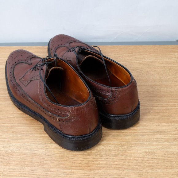 Allan Temple Brown Pebbled Wing Tip Shoes Leather Sole Size 10.5 E main image 5